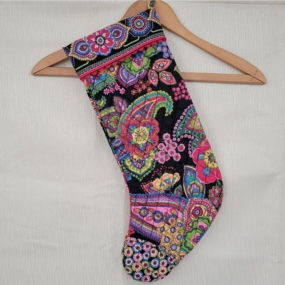 Vera Bradley Quilted Floral Paisley Christmas Stocking EUC